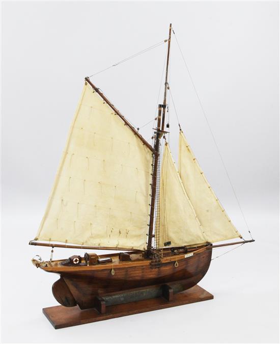A 1930s apprentice scratch built shipbuilders model of the cutter, Edith, H.53in.